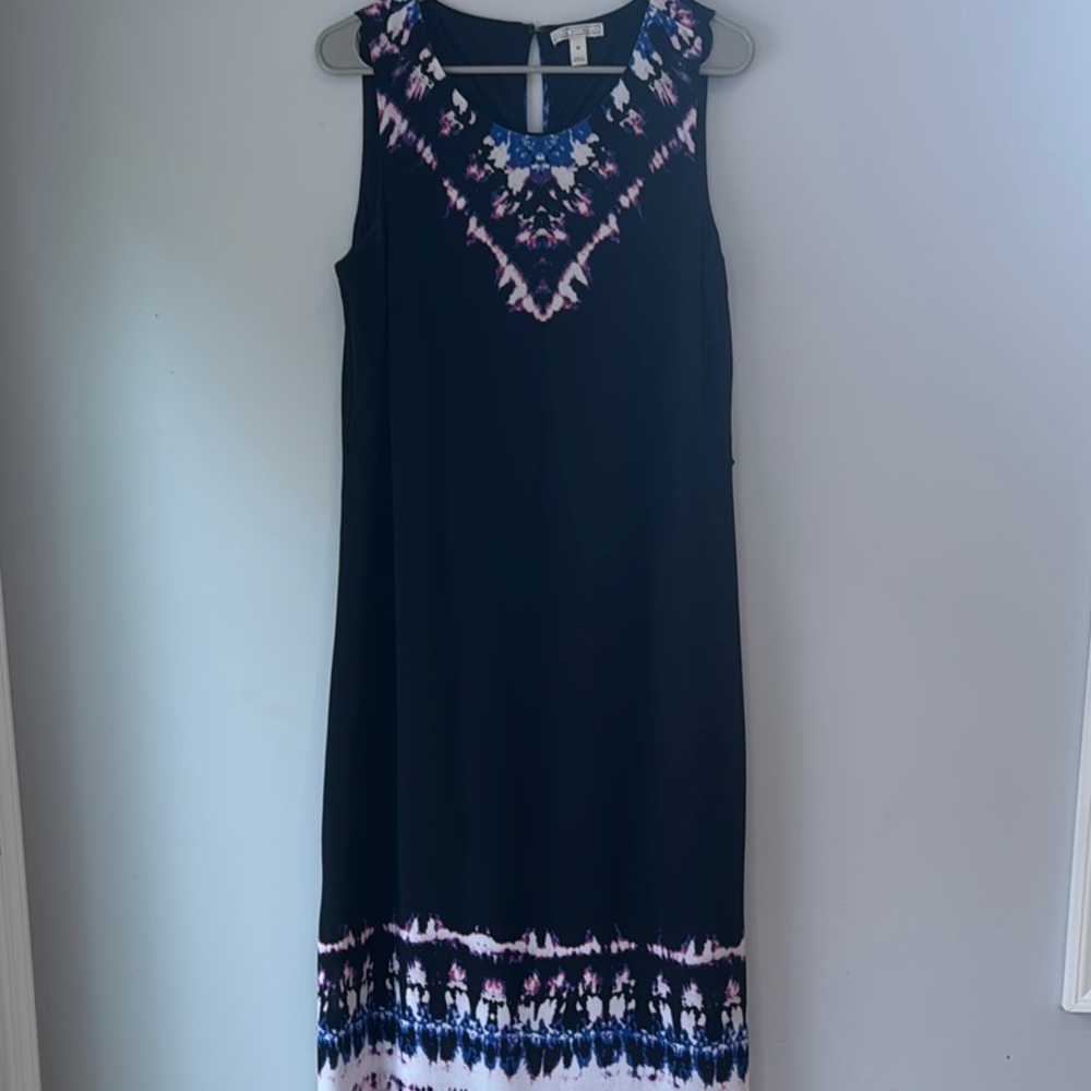 Dana Bachman Black Bohemian Tie Dye look MIDI Slip Dress Lined